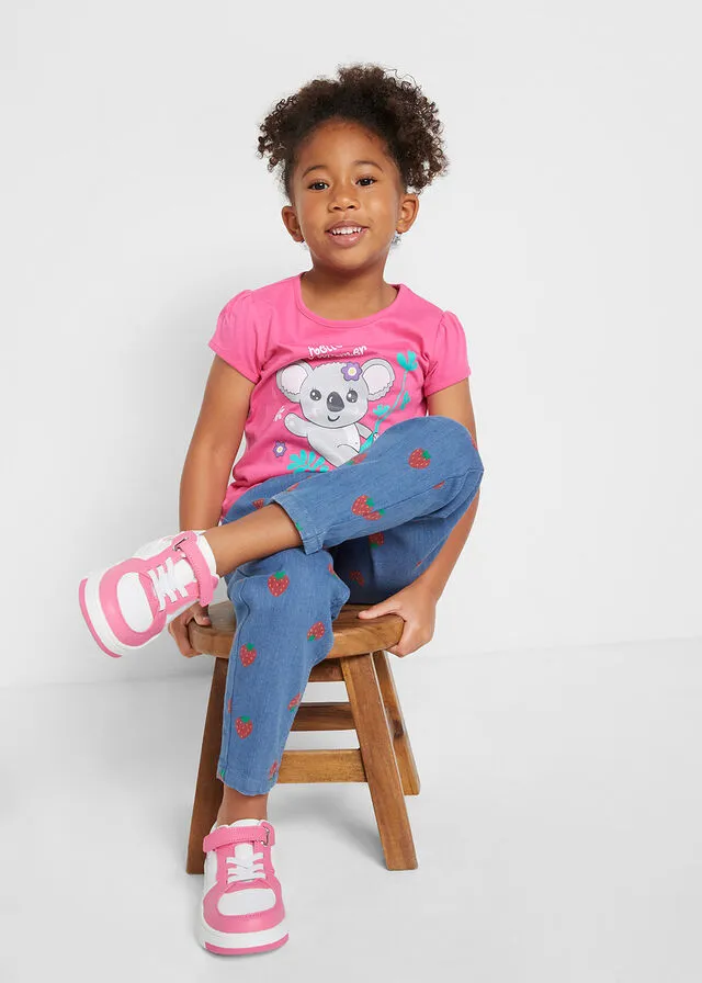 Camiseta para niñas (2 unidades) Lila intenso + rosa
